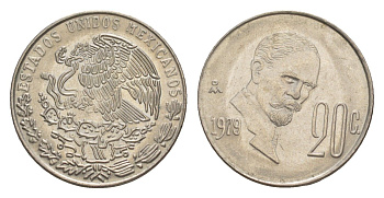 Мексика 20 сентаво 1979 Франциско Индалеси KM 442 медно-никель 4644-652