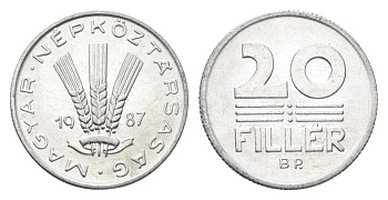 Венгрия 20 филлеров 1987 BP KM 573 алюминий 4668-127