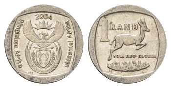 ЮАР 1 ранд 2004 KM 333 медь плакированная никелем 4627-419