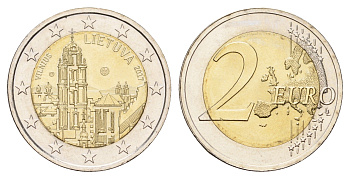 Литва 2 евро 2017 Вильнюс KM 228 биметалл UNC 08-516