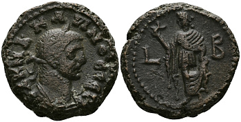 Римская Империя, Провинция Египет тетрадрахма 283 - 284 Карин / Элпида, персонификация Надежды, Александрия Good Very fine Dattari 5584 биллон 1073-9-61