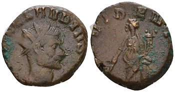 Римская Империя антониниан 268 - 269 Клавдий II Готский, IMP C CLAVDIVS AVG, бюст императора / PROVIDENT AVG, Провиденция, Рим RIC 91 биллон 1073-25-34