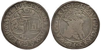 Польша 4 гроша (чворак) 1566 Сигизмунд II Август (1544-1572), вес 3,46 гр. серебро 1516-1432