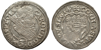 Силезия, Мюнстерберг, Олесница грошен (3 крейцера) 1614 Карл II серебро 413-1214