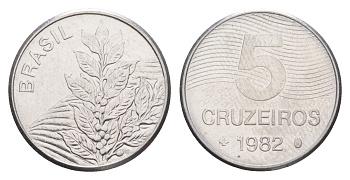 Бразилия 5 крузейро 1982 KM 591 нержавеющая сталь UNC 4644-526