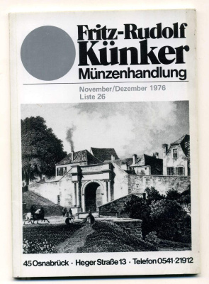 ФРИТЦ-РУДОЛЬФ КЮНКЕР КАТАЛОГ ФИКСИРОВАННЫХ ПРОДАЖ (LAGERKATALOG) 1976 НОЯБРЬ-ДЕКАБРЬ, № 26 00-01-01-22