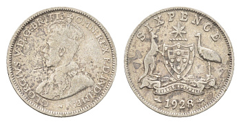 Австралия 6 пенсов 1928 Георг V (1910-1936) KM 25 серебро 4669-554