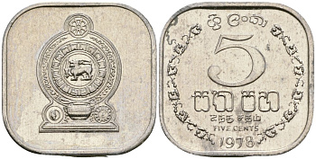 Шри-Ланка 5 центов 1978 KM 139a алюминий 4136-627