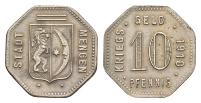 Менген 10 пфеннигов 1918 Funck 329.2, Men05 16584.2, Men18 20818.2 железо 4636-765