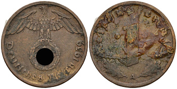 Германия 1 рейхспфенниг 1939 A KM 89, J 361 бронза 4396-928