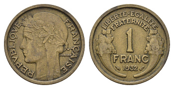 Франция 1 франк 1932 KM 885, Le Franc 219.2 алюминиевая бронза 4673-1225