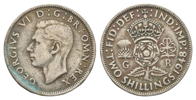 Великобритания 2 шиллинга (флорин) 1948 Георг VI (1936-1952) KM 865, Spink 4102 медно-никель 4663-251