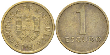 ПОРТУГАЛИЯ 1 ЭСКУДО 1981 KM 614 никель латунь 4523-1035