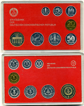 ГДР НАБОР ИЗ 8 МОНЕТ 1984 В ОРИГИНАЛЬНОЙ ПЛАСТИКОВОЙ УПАКОВКЕ, 5 МАРОК БРАНДЕНБУРГСКИЕ ВОРОТА PROOF 6-1-29