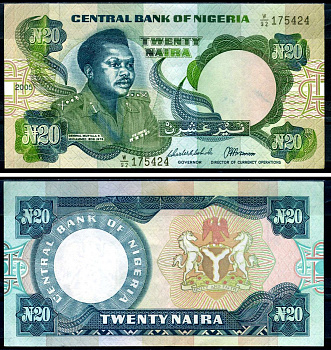 Нигерия 20 найра 2005 W|92 Pick 26 i (1) бумага 8617-50-2-2