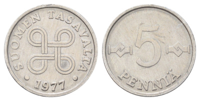 Финляндия 5 пенни 1977 KM 45a алюминий 4668-848