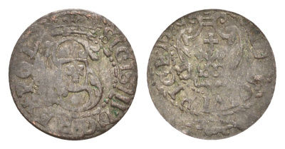 Ливония, Рига 1 шиллинг 1587-1622 KM 5 серебро 4655-235