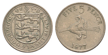 Гернси 5 пенсов 1977 KM 29 медно-никель 4656-1116