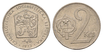 Чехословакия 2 кроны 1973 KM 75 медно-никель 4675-156