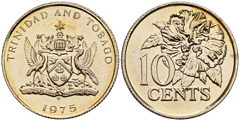 Тринидад и Тобаго 10 центов 1975 FM цветок гибискуса KM 27 медно-никель PROOF 4152-1018