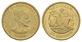 Дания 20 крон 2007 Корабли - Ледокол KM 921 алюминиевая бронза 4650-325