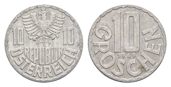 Австрия 10 грошей 1969 KM 2878 алюминий 4576-1218