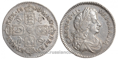 Англия 6 пенсов 1679 Карл (Чарльз) II Spink 3382 серебро 00-000-00