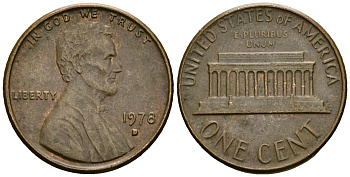 США 1 цент 1978 D, Линкольн KM 201 медь цинк 4136-154