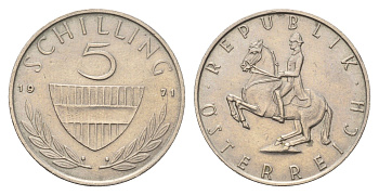 Австрия 5 шиллингов 1971 KM 2889a медно-никель 4678-933