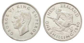 Новая Зеландия 1 шиллинг 1940 Георг VI (1936-1952) KM 9 серебро 4660-1017