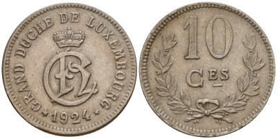 Люксембург 10 сантимов 1924 Шарлотта (1918-1964) KM 34 медно-никель 4584-942