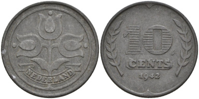 Нидерланды  10 центов 1942 KM 173 цинк 4132-322