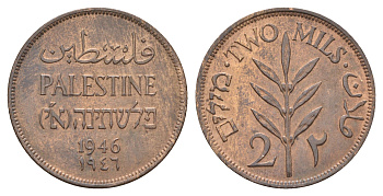 Израиль, Палестина 2 миля (милса) 1946 Британская Палестина KM 2 бронза aUNC 5010-1912