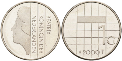 Нидерланды 1 гульден 2000 Беатрикс (1980-2013) KM 205 никель UNC 4116-147