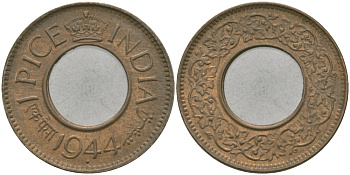 Британская Индия 1 пайс 1944 Георг VI (1936-1952) KM 533 бронза 33-1054