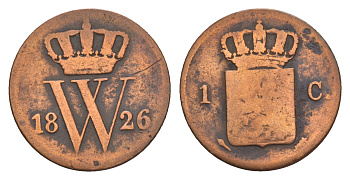 Нидерланды 1 цент 1826 Виллем I (1815-1840) KM 47 медь 4658-811