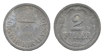 Венгрия 2 филлера 1943 BP KM 519 цинк 4665-525