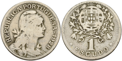 Португалия 1 эскудо 1928  KM 578 медно-никель    4153-134