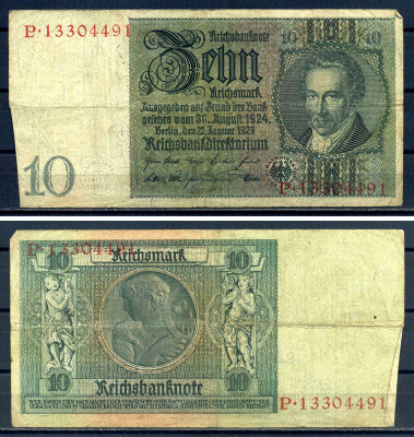 Германия 10 рейхсмарк 1929 Pick 180 a бумага 7552-32-4-2