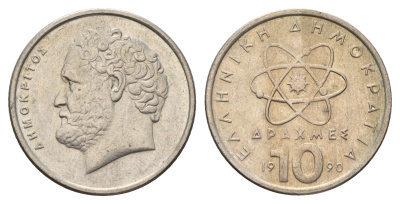Греция 10 драхм 1990 Демокрит KM 132 медно-никель 4673-1037