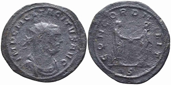 Римская Империя аврелианиан 276 Тацит CONCORD MILIT Сисция Very fine RIC 130 var бронза 1073-16-45