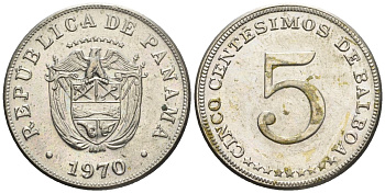Панама 5 сентесимо 1970  KM 23.2 медно-никель    4610-314