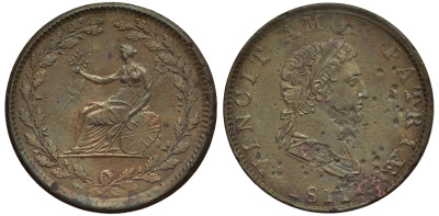 Великобритания 1/2 пенни 1811 Британская медная компания. Побеждает любовь к стране Withers 592/ 594/ 595/ 599/ 600/ 601/ 604-607 медь 106-757