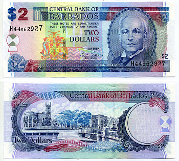 Барбадос 2 доллара 2009 1 мая 2007, Джон Редман Бовел, подпись DELISLE WORRELL Pick 66b бумага UNC (пресс) 2197-8-1-1