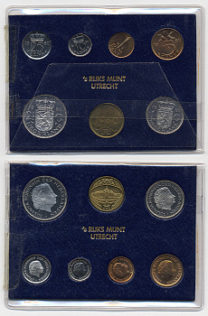 Нидерланды набор из 6 монет 1980 буклет, плюс жетон монетного двора    UNC  1-6-2-20