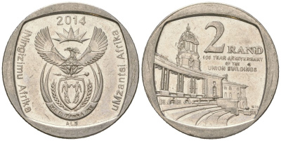 ЮАР 2 ранда 2014 KM 273 медь плакированная медно-никелем aUNC 4364-2431