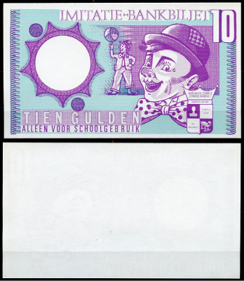 Нидерланды 10 гульденов ND школьные деньги, клоун, односторонний   бумага  UNC (пресс) 7201-28-3