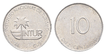 Куба 10 сентаво 1988 год-тип KM 416 алюминий 4392-616