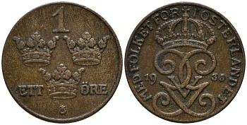 Швеция 1 эре 1935 Густав V (1907-1950) KM 777.2 бронза 201-1133