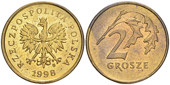 Польша 2 гроша 1998 MW KM 277, Parchimowicz 702e латунь 4516-1059
